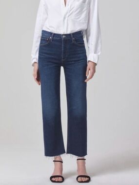 Citizens of Humanity Florence Mid-Rise Wide Straight Jeans blue size 26